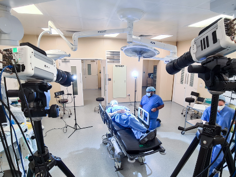 surgeons being filmed in theatre