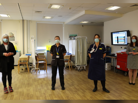 MP Amanda Solloway visits staff at the Royal Derby Hospital Vaccine Hub